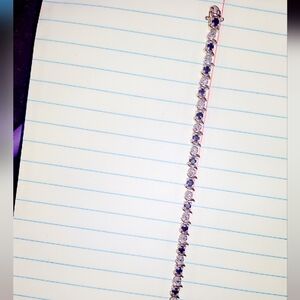 Sapphire Diamond 14k Gold Plated Sterling Tennis Braclet